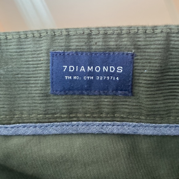 Men’s 7 Diamonds Clifton Corduroy Green Pant Slim Straight 36/30 - Picture 4 of 7